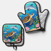 沖縄の海 鍋つかみ&鍋敷きセット (正面/裏面)