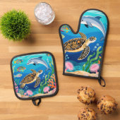 沖縄の海 鍋つかみ&鍋敷きセット (トップダウン)