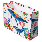 沖縄のbingataのスタイルパターン芸術のgiftbag ラージペーパーバッグ (裏面アングル)