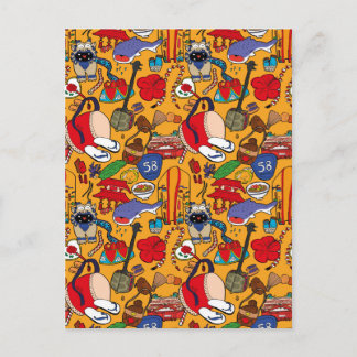 沖縄テーマ中国イラストレーション葉書沖縄 ポストカード