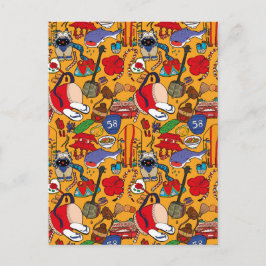 沖縄テーマ中国イラストレーション葉書沖縄 ポストカード