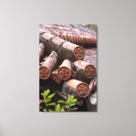 沖縄家屋の瓦屋根 キャンバスプリント (正面)