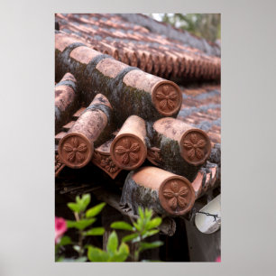 沖縄家屋の瓦屋根 ポスター