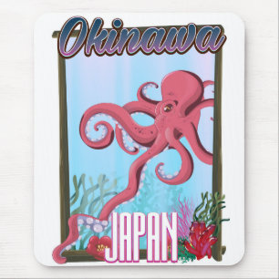 沖縄日本いか旅行ポスター マウスパッド