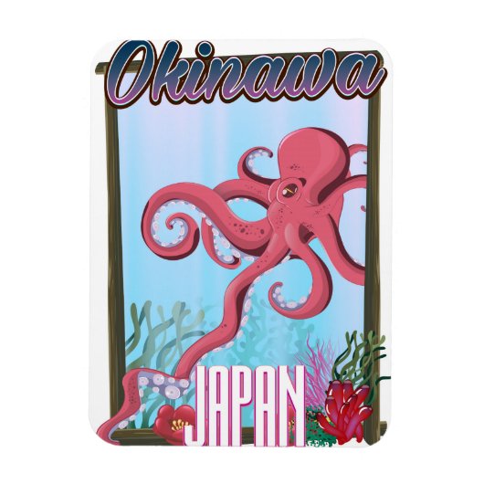 沖縄日本いか旅行ポスター マグネット (縦)