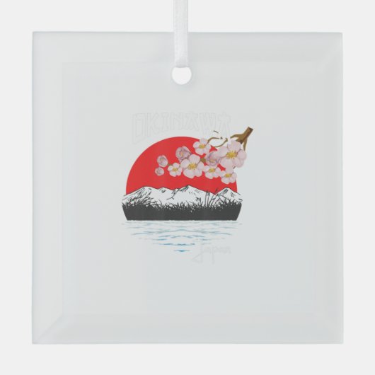 沖縄日本さくらんぼブロッサムアート ガラスオーナメント (正面)