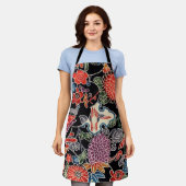 沖縄日本の染料（紅型） エプロン (着用した状態)