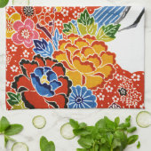 沖縄日本の染料（紅型） キッチンタオル (折り畳み)