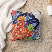 沖縄日本の染料（紅型） クッション (ブランケット)