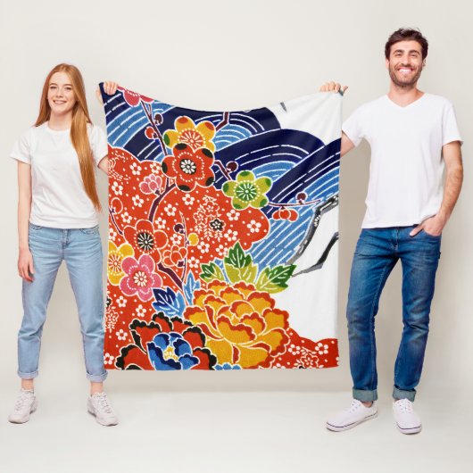 沖縄日本の染料（紅型） フリースブランケット (インサイチュ)