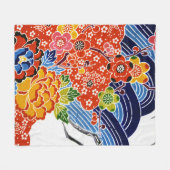 沖縄日本の染料（紅型） フリースブランケット (正面(横))