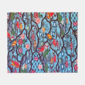 沖縄日本の染料(紅型) フリースブランケット (正面(横))