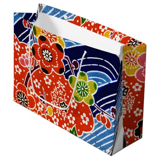 沖縄日本の染料（紅型） ラージペーパーバッグ (正面アングル)