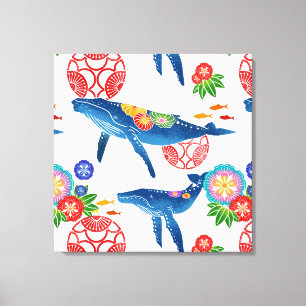 沖縄紅型スタイルパターンアートプリント キャンバスプリント