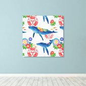 沖縄紅型スタイルパターンアートプリント キャンバスプリント (インサイチュ (ウッドフロア))