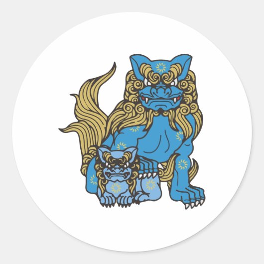 沖縄詩社シーサー 沖縄 ラウンドシール (正面)