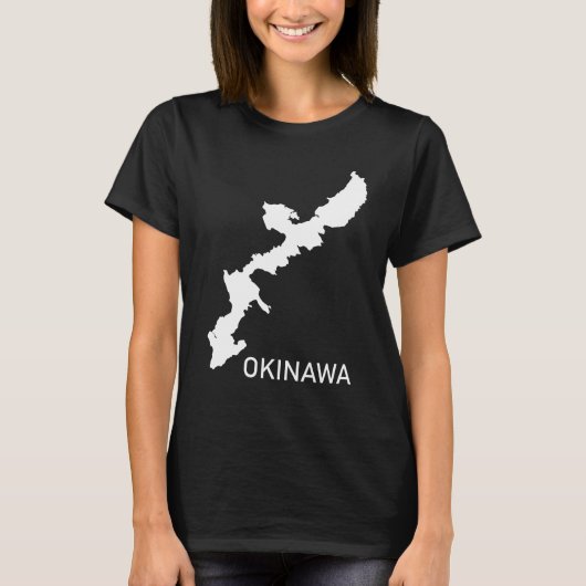 沖縄Tシャツ(沖縄地図)婦人Tシャツ Tシャツ (正面)