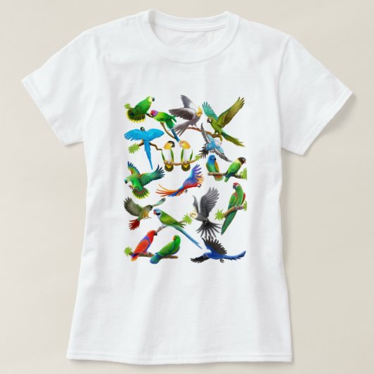 沢山のオウム Tシャツ (デザイン正面)