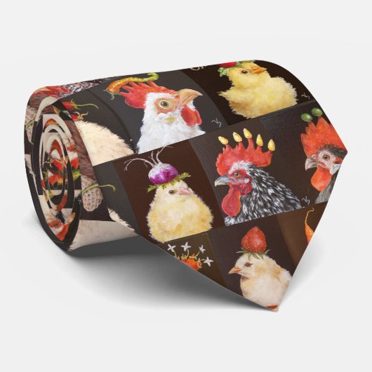 沢山の鶏のタイ ネクタイ (ロール)
