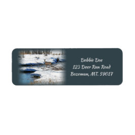 河で尾の白い鹿のシカ ラベル