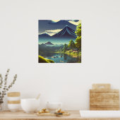 河口湖から富士 – 土屋興一プリント ポスター (キッチン)