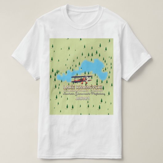 河口湖 富士河口湖町&身延 日本地図 Tシャツ (デザイン正面)