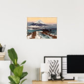 河口湖，川口湖，吉田博，ウッドカット ポスター (ホームオフィス)