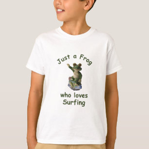 河合おもしろいサーフィンカエル Tシャツ