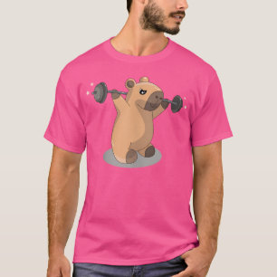 河合キャピバラボディービルダーウエイトリフターバーベルギー Tシャツ