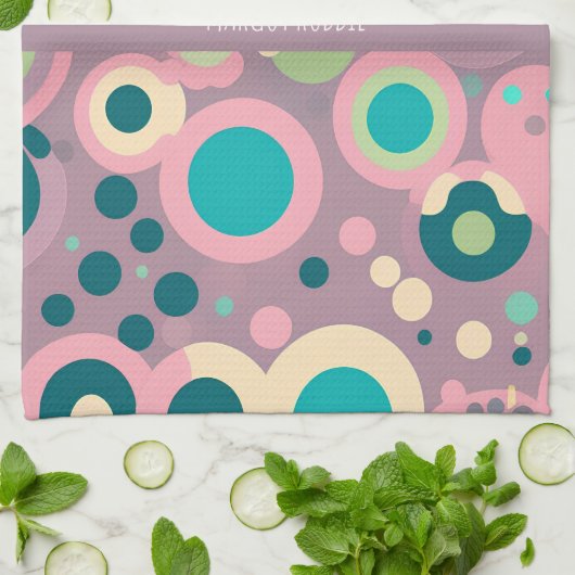 河合円ピンク海軍アイソメパターン キッチンタオル (折り畳み)