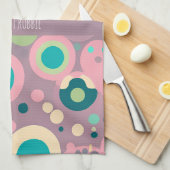 河合円ピンク海軍アイソメパターン キッチンタオル (四つ折り)