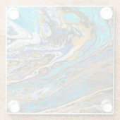 河川ビーチ、水と石の抽象芸術 ガラスコースター (裏面)