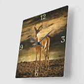 河川敷のアフリカ野生生物インパラ スクエア壁時計 (傾斜)