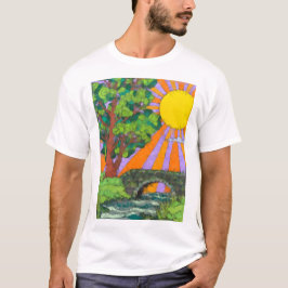 河川林野の風景アート Tシャツ