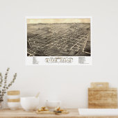 河川秋、WIパノラママップ – 1880 ポスター (キッチン)