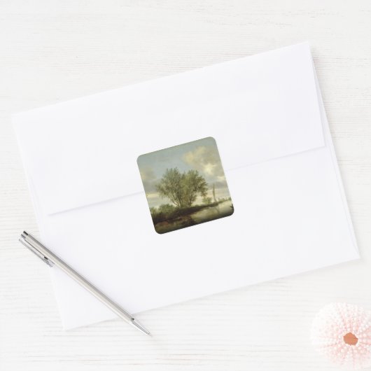 河川風景， 1645 スクエアシール (封筒)