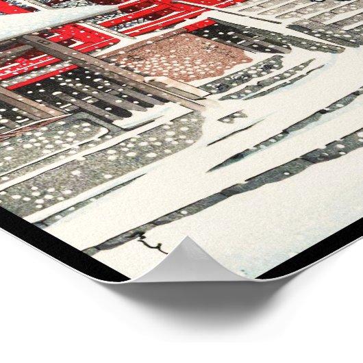 河瀬蓮井の雪上野清水堂版画 ポスター (角)