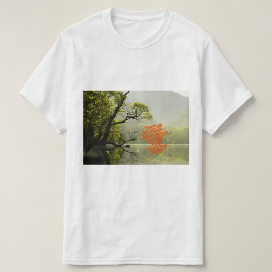 河畔の森のイメージ - 風光明媚な水辺の自然 Tシャツ (デザイン正面)