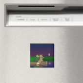 河童と狐が池に座る マグネット (インサイチュ (食洗機))