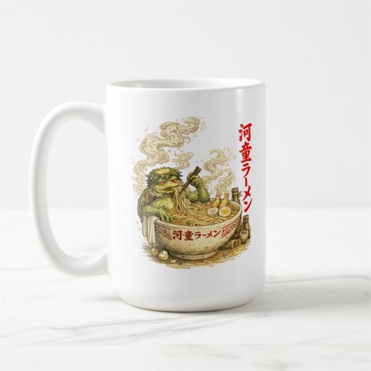 河童ラーメン風呂 – ようかいのラーメンの霊 コーヒーマグカップ (左)