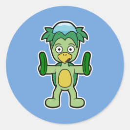 河童日本の妖怪（キュウリ付き） ラウンドシール