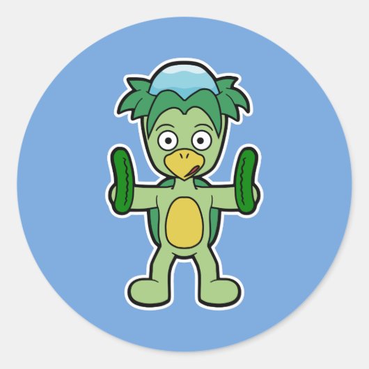 河童日本の妖怪（キュウリ付き） ラウンドシール (正面)