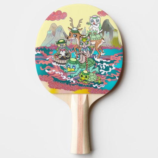 河童＆３ニャン＆鹿 卓球ラケット (裏面)