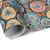 河運モチーフ:ジャワろうけつ染めアート最高傑作 ラッピングペーパー (ロールコーナー)