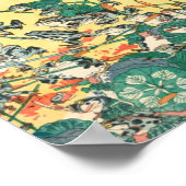 河鍋暁斎のおしゃれなカエルの戦い ポスター (角)