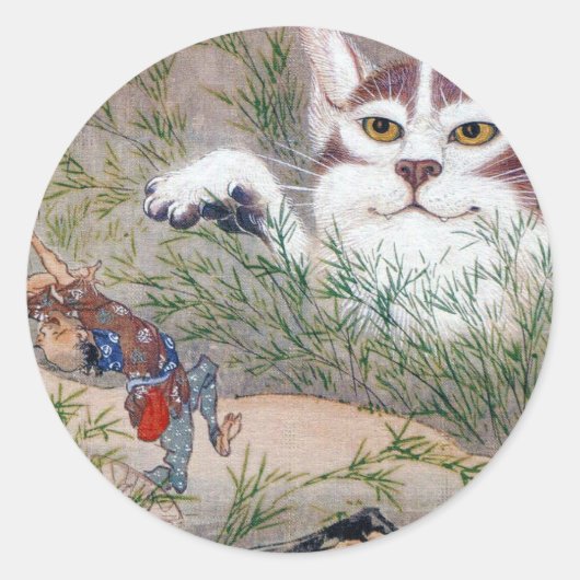 河鍋暁斎、monster cat ラウンドシール (正面)