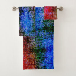 油で皮を剥いた赤と青の材絵を描料 バスタオルセット
