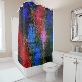 油で皮を剥いた青と赤の材絵を描料 シャワーカーテン