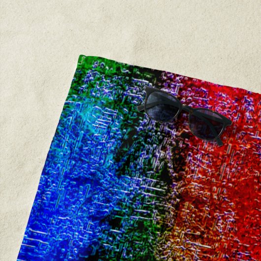 油で皮を剥いた青と赤の材絵を描料 ビーチタオル (インサイチュ)