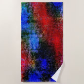 油で皮を剥いた青と赤の材絵を描料 ビーチタオル (正面)